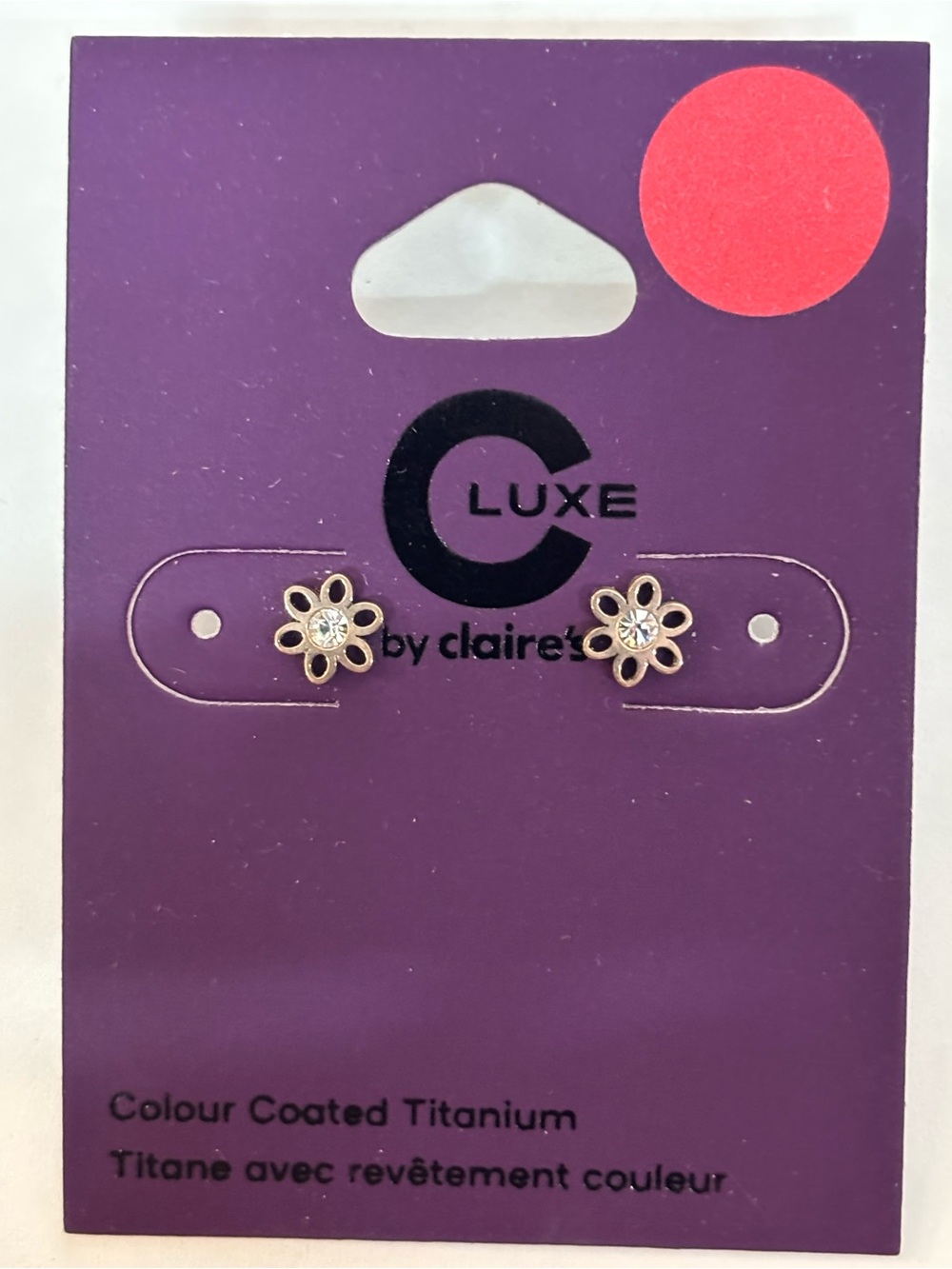 Claire's Luxe Gold Flower Crystal Stud Earrings Color Coated Titanium